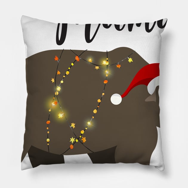 Mama Bear Christmas Pajamas TShirt Matching Santa Hat Lights Pillow by adrinalanmaji