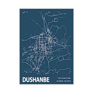 Dushanbe Blueprint Street Map, Dushanbe Colour Map Prints T-Shirt