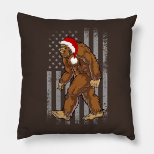 American Flag Big Foot Santa Hat Christmas Sasquatch Pillow