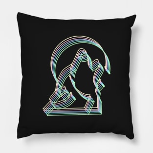 Howling wolf in rainbow light Pillow