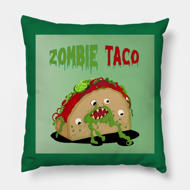 Zombie taco Pillow by Juroartstore