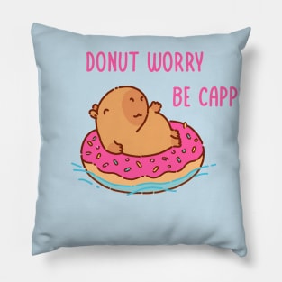 Capybara on a donut floater Pillow