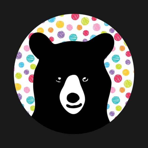 Black Bear with colorful polka dots by theaspenridge