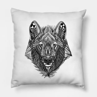 Zen Doodle Wolf Pillow