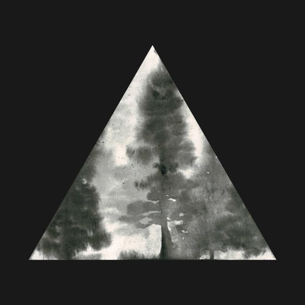 Misty Forest Watercolor Triangle by Danica Templeton Art