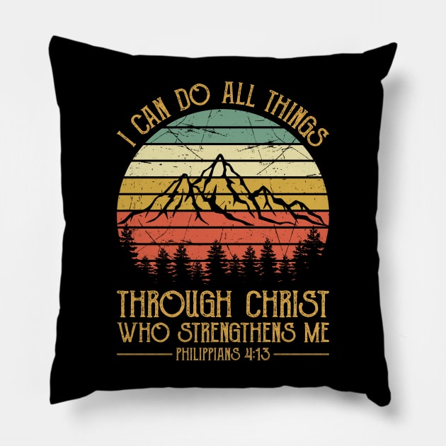 Vintage Christian I Can Do All Things Through Christ Who Strengthens Me Pillow by GreggBartellStyle