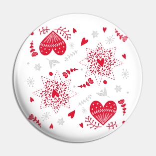 Hearts and Flowers Valentine Pattern Pin