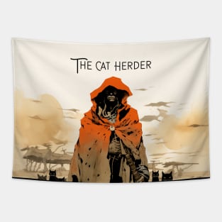 Cat Herder: The Cat Herder on a Dark Background Tapestry