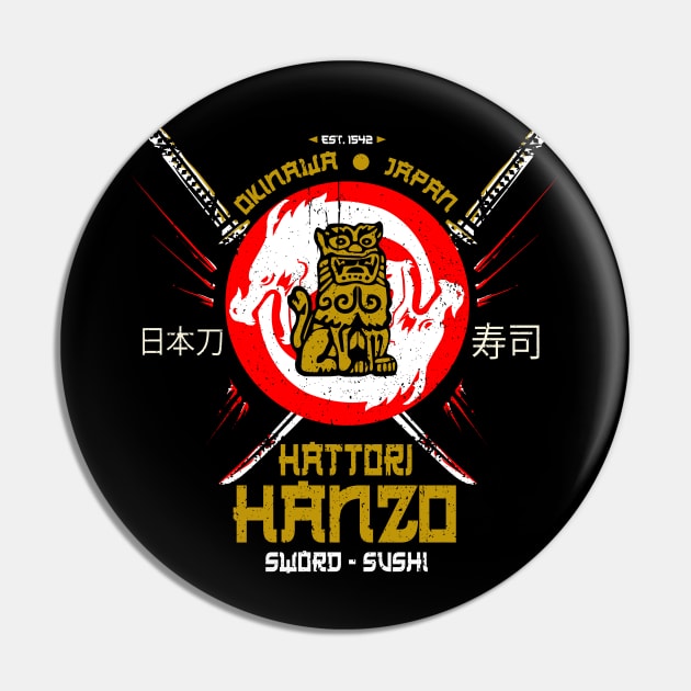 Hattori Hanzo Sword & Sushi Classic Pin by Karate Panda