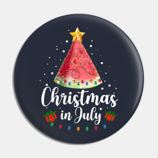 Christmas In July watermelon lover funny Summer Xmas Pin