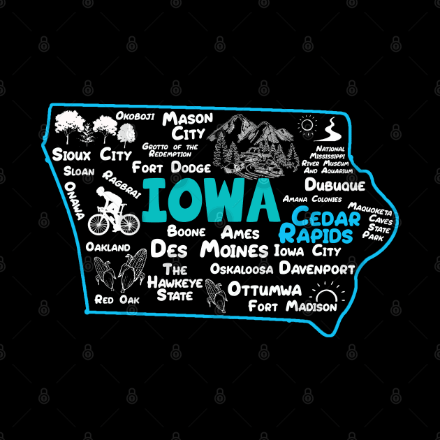 Cedar Rapids Iowa map Des Moines Sioux City, Mason City, Boone, Ames, Davenport, Ottumwa, Fort Madison by BoogieCreates