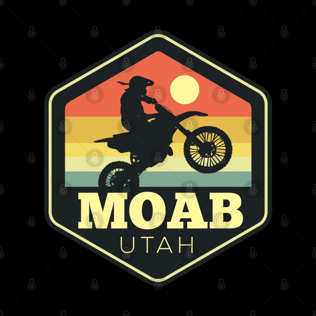 Moab Dirt Bike Hexagon Vintage Sunset by DetourShirts