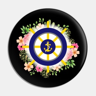 Nautical Anchor/Wheel Flowers Design Pin