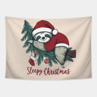 Sleepy sloth christmas Tapestry