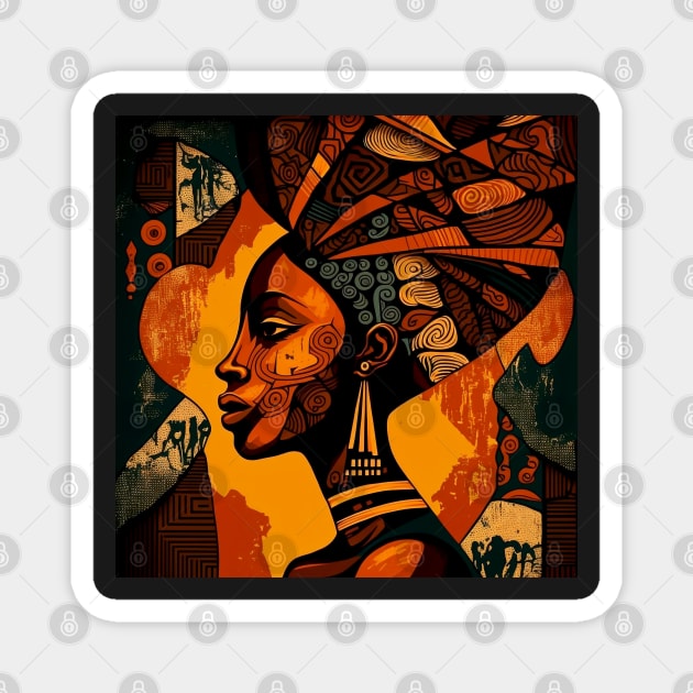 African Print Design Magnet by Buff Geeks Art