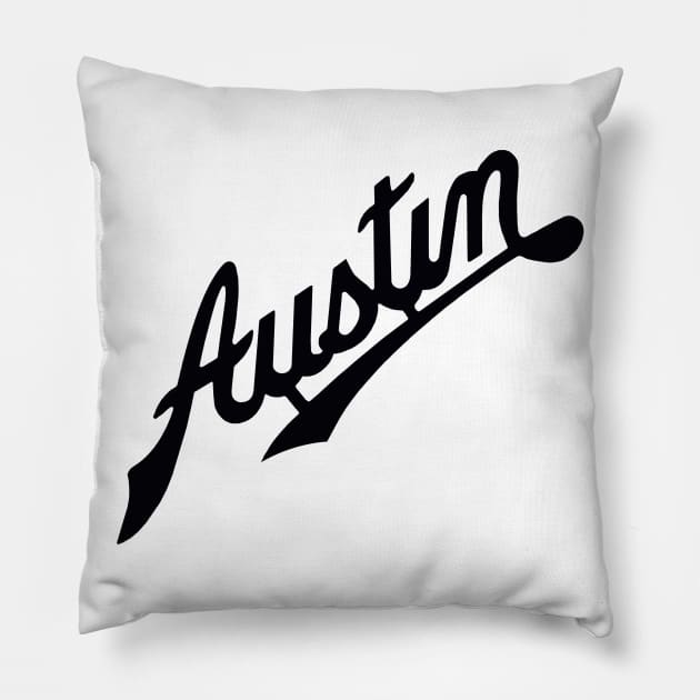 Classic Austin car logo Pillow by Random Railways