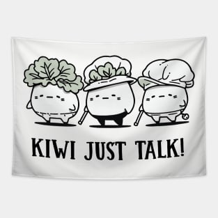 Kiwi just talk! Cute Pun Humor Sticker Tapestry