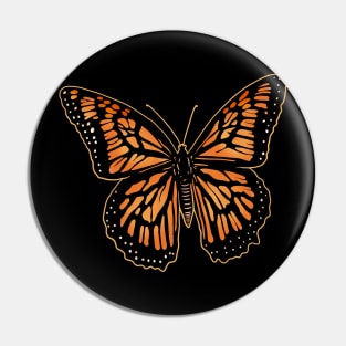 Orange and black Monarch butterfly drawing drawn with a yellow outline. Pin