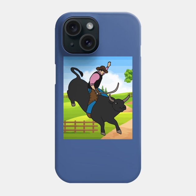 Rodeo Riding On A Bull Phone Case by flofin