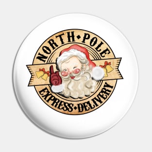 North Pole Express Delivery, Vintage Santa Pin