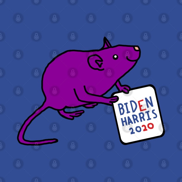 Purple Rat with Biden Harris Sign by ellenhenryart