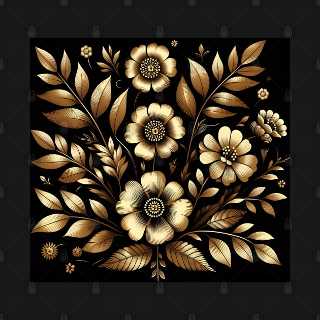 Gold Floral Illustration by Jenni Arts