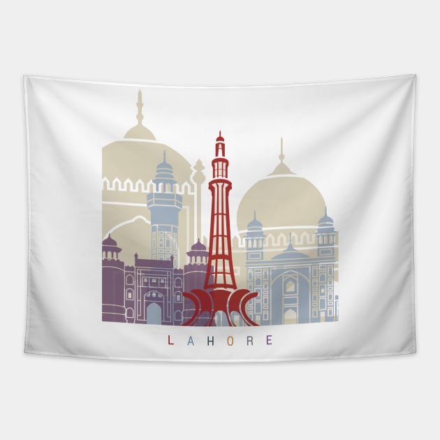 Lahore skyline poster Tapestry by PaulrommerArt