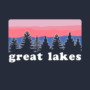 Great Lakes Pine Tree Sunset T-Shirt