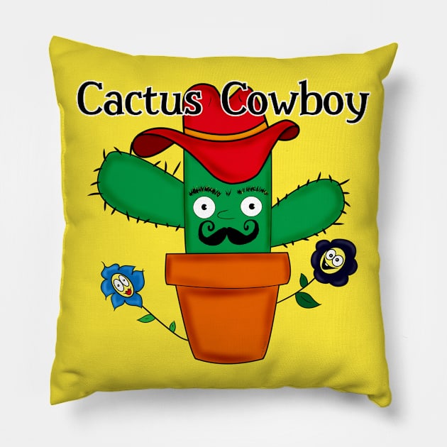 Cactus Cowboy Pillow by DitzyDonutsDesigns