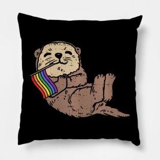 Lgbt Sea Otter Rainbow Flag Cute Gay Pride Animal Lover Pillow