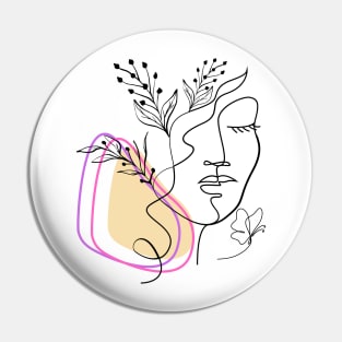 Girl Face Art Line Design Pin