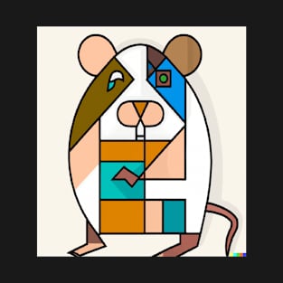 Cubism Style Abstract Cute Hamster Fine Art Painting 3 T-Shirt