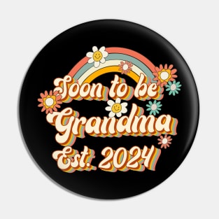 Soon To Be Grandma Est. 2024 Family 60s 70s Hippie Costume Pin