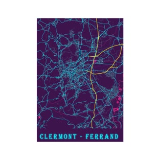 Clermont - Ferrand Neon City Map, Clermont - Ferrand Minimalist City Map Art Print T-Shirt