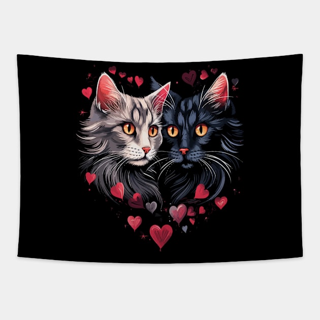 American Bobtail Couple Valentine Tapestry by JH Mart