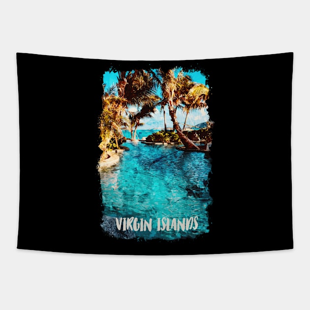 Virgin Island Carribbean city watercolor Tapestry by NeedsFulfilled