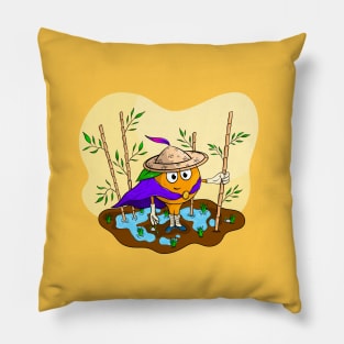 Orange rice farmer Pillow