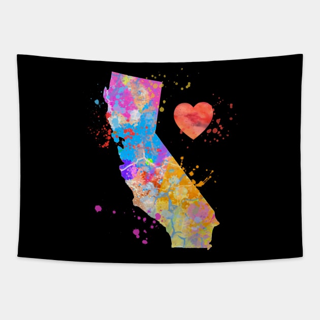 Love California CA Home Paint Splatter Artsy Bright Gift Diea Tapestry by joannejgg