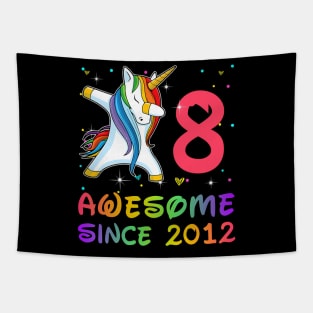 Awesome Since 2012 Birthday Unicorn Dabbing Gift 8 Years Old Tapestry