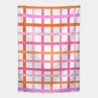 Multi Pink and Orange Free Hand Stripy Check Tapestry