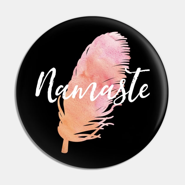 Namaste Watercolor Feather Pin by jutulen