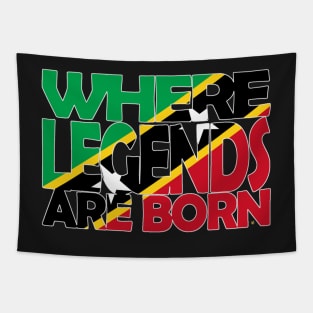 St Kitts Flag - Where Legends Are Born - Nevis - Soca Mode Tapestry