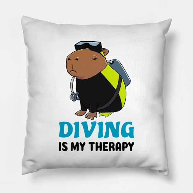 Diving is my therapy Capybara Pillow by capydays