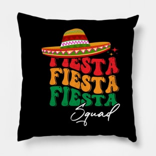 Retro Groovy Cinco de Mayo Fiesta Squad Family Matching Pillow