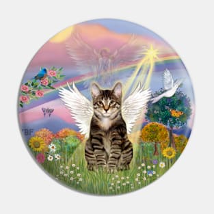 "Cloud Angel" Featuring a Brown Tabby Tiger Cat Pin