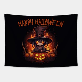 Kawaii halloween witches, scary pumpkin Tapestry