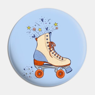 Retro Roller Skate with stars hearts magic Pin