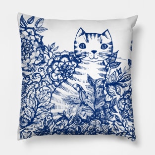 Garden Cat Doodle Pillow