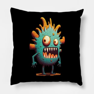 Teal and Orange Cute Monster Pillow