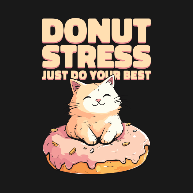 Cute cat Donut Stress Just Do Your Best #3- Dark Background by Art Joy Studio